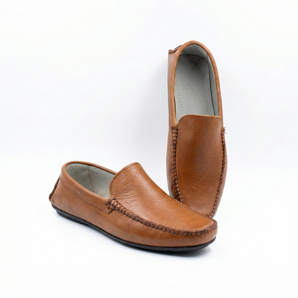 Men's Premium Genuine Leather Square-Toe Loafers